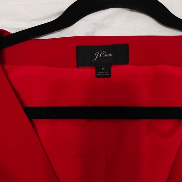 NWOT J. Crew Red Wrap Tie Front Dress with Bishop Sleeves Sz 8 - Picture 11 of 11